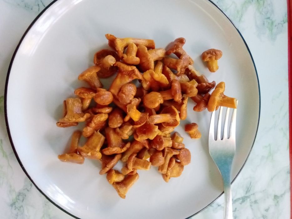 Грибы лисички солёные в собственном соку