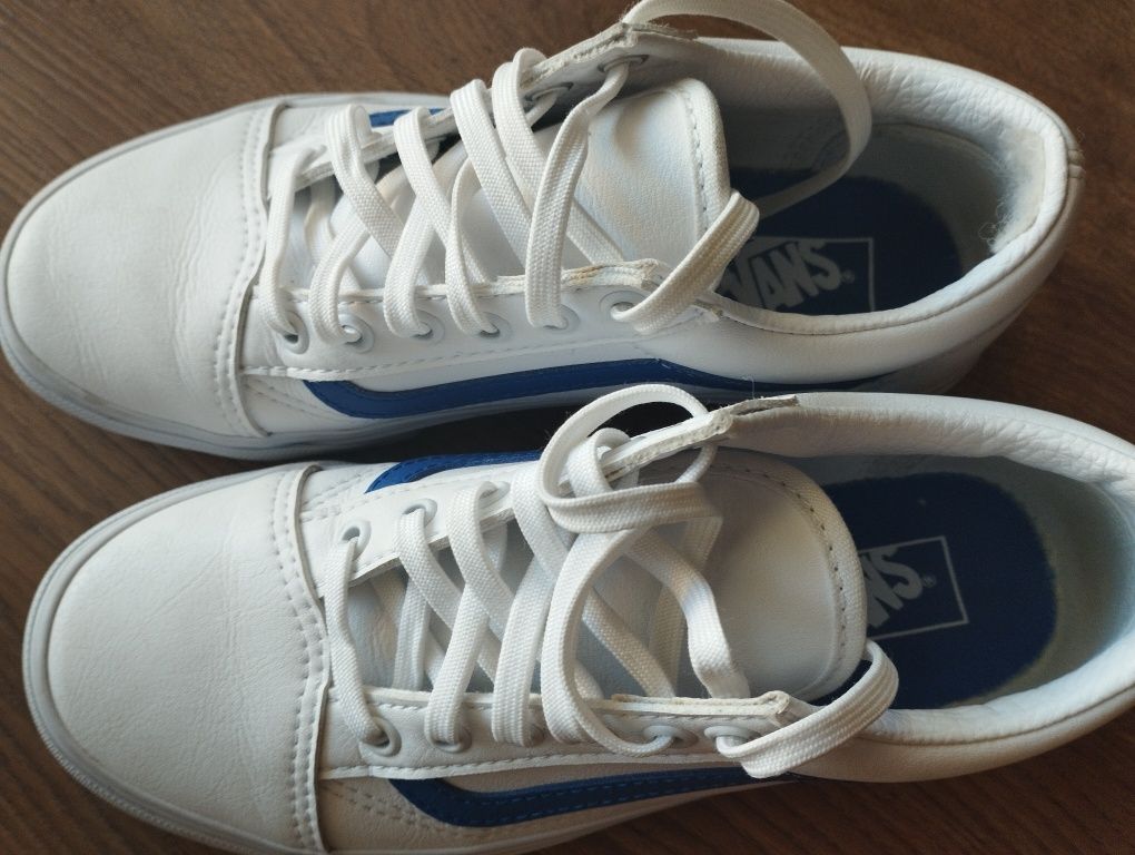 Vans branco e azul de pele 34