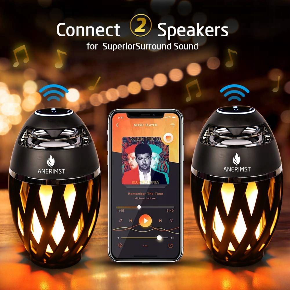 Głośnik z efektem płomienia LED Bluetooth