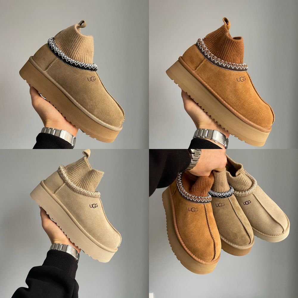 Трендові зимові угі Ugg Tasman Platform Sock Beige угі тасман