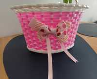 Koszyk na rower różowy truskawki