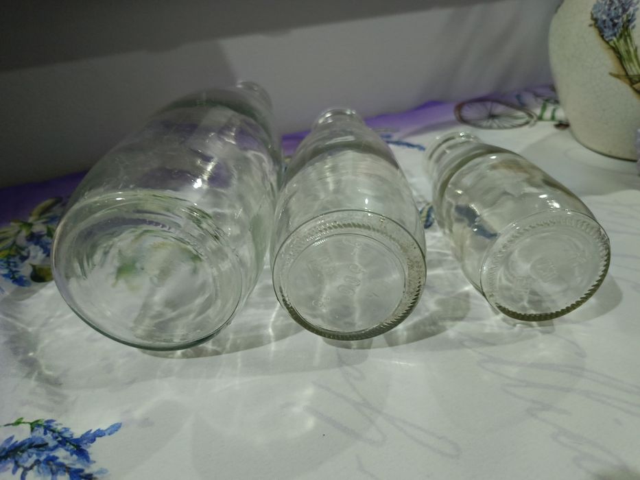 Butelki po śmietanie i mleku PRL