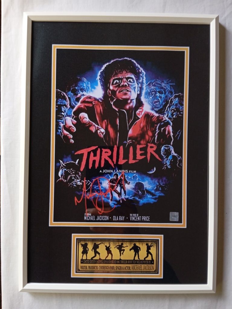 Moldura Michael Jackson Thriller com Autógrafo (A4)