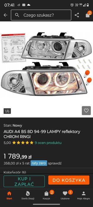 Lampy przód Audi A4 B5 przedlift ringi tuning DEPO