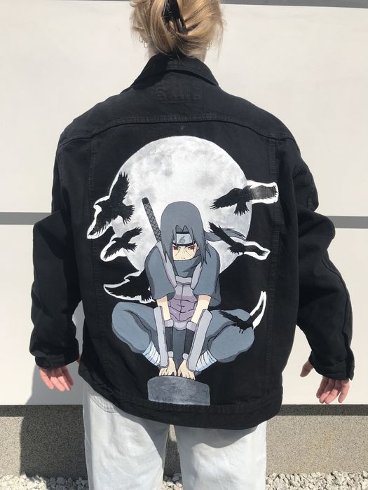 Itachi Uchiha ręcznie malowana kurtka jeansowa anime Naruto