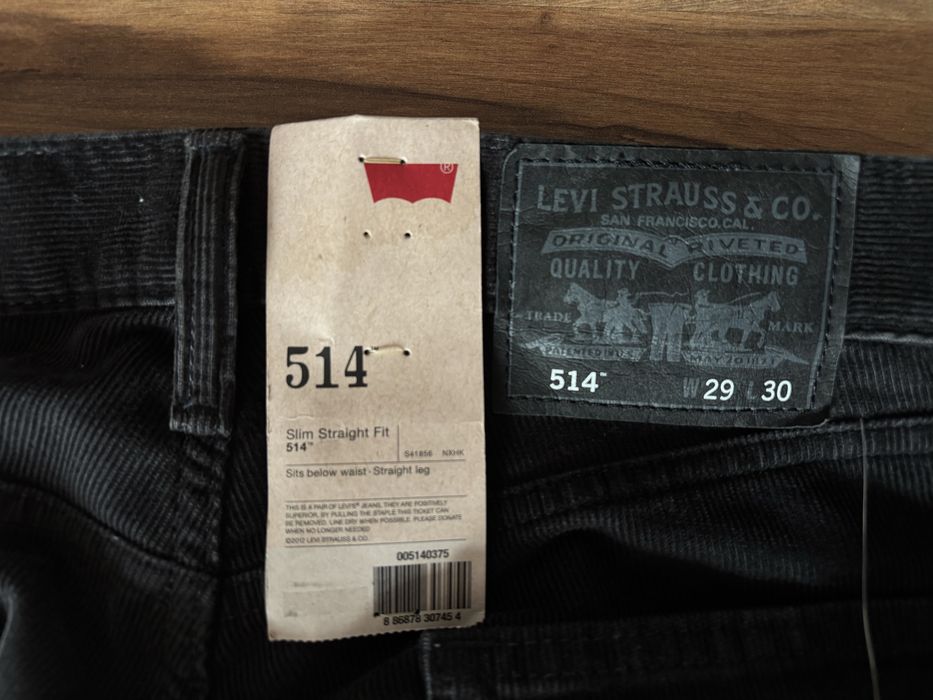 Nowe spodnie Levi’s 514 W:29 L:30 slimowane, sztruksowe
