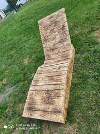 Leżak ogrodowy drewniany duży opalone drewno zaimpregnowane lakierem