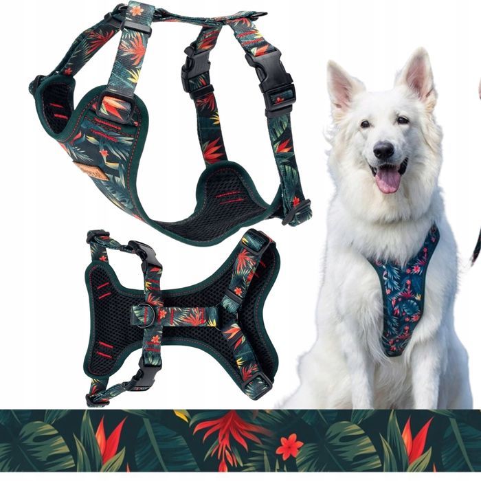 bezuciskowe szelki spacerowe dla dużego psa m 25 mm  butelkowa zieleń