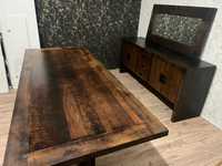 Komoda lustro i stół bardzo masywne ciezkie drewno