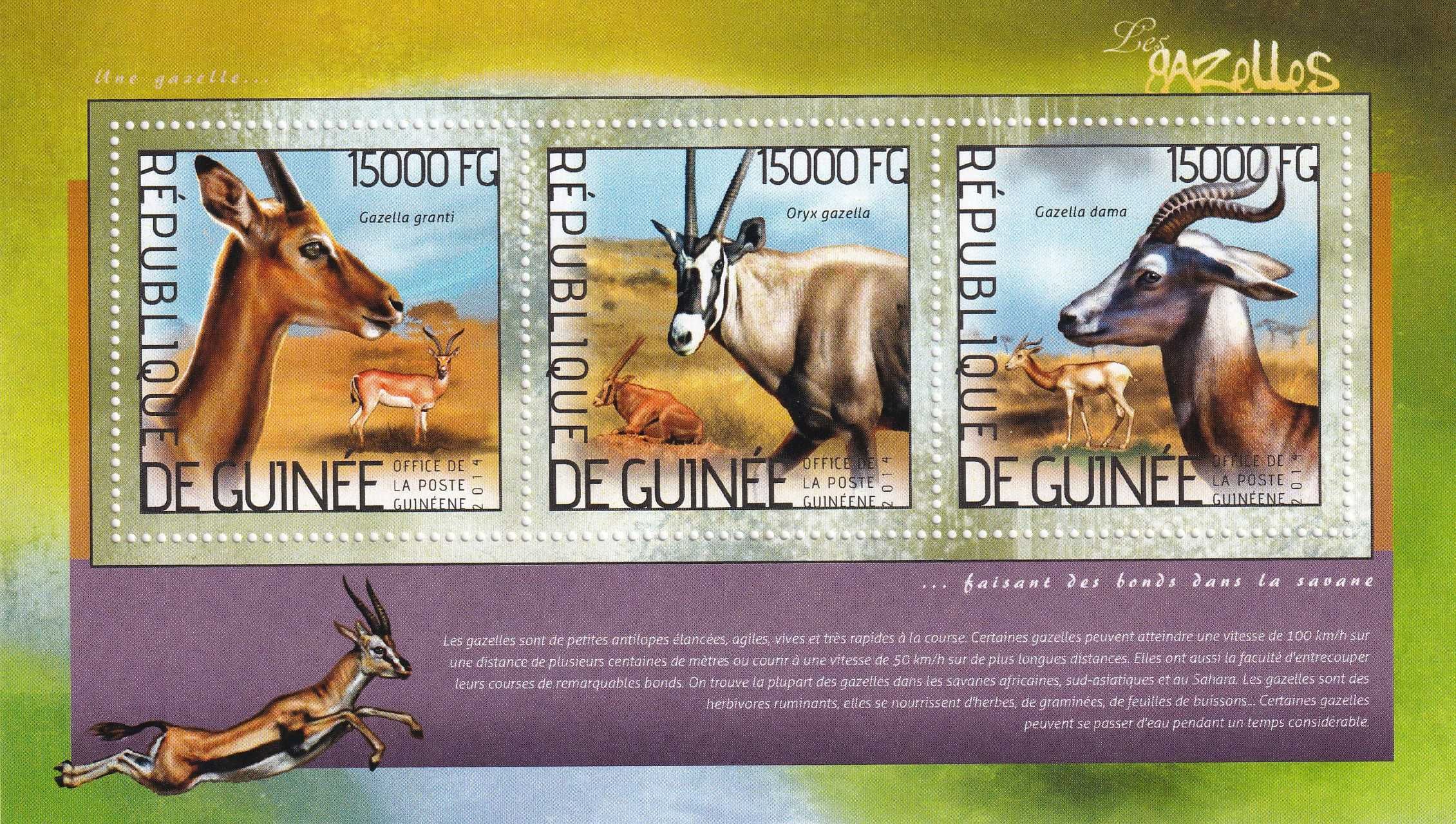 Gwinea 2014 cena 5,90 zł - antylopy (2) - antylopy, arkusz