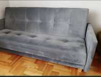 Kanapa Sofa Wersalka szara z funkcją spania i pojemnikiem na pościel