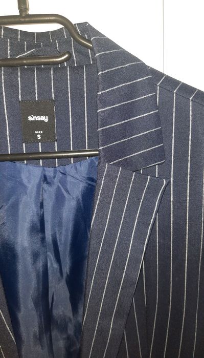 Marynarka damska żakiet granatowa srebrna nić Sinsay rozmiar S