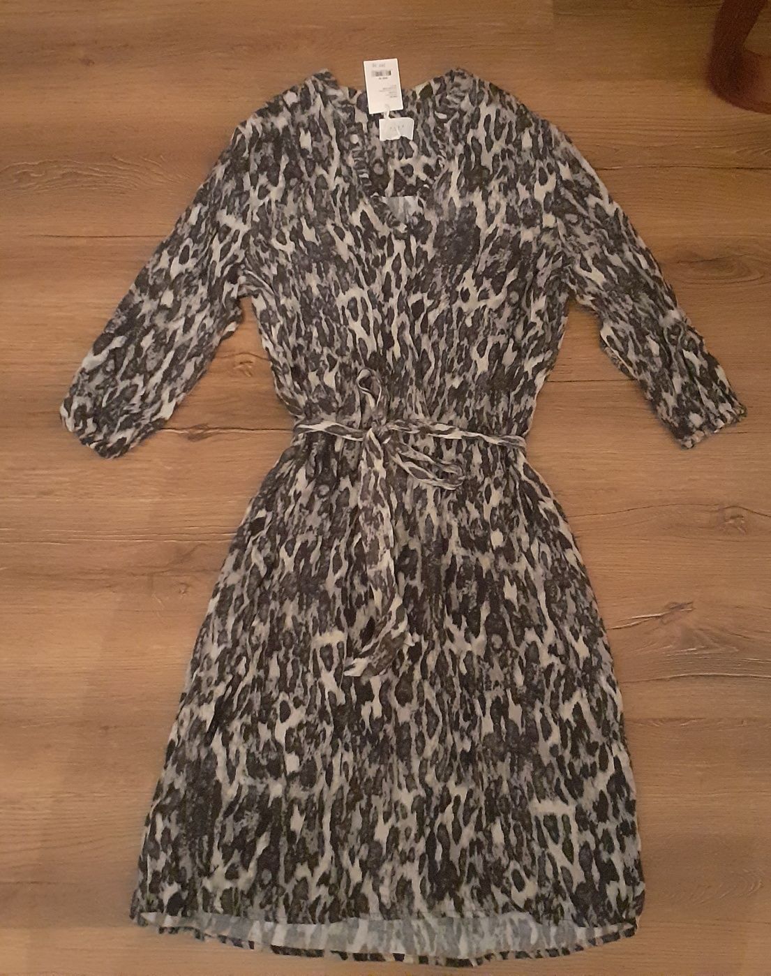 Nowa elegancka sukienka rekaw 3/4 panterka zebra M yaya wizytowa 38