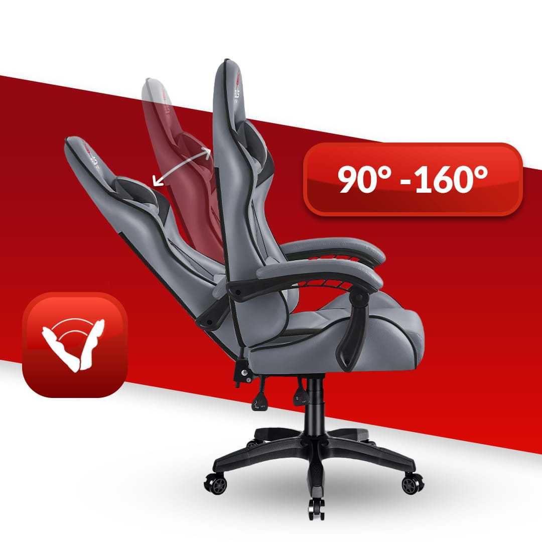 Fotel Gamingowy Hell's Chair HC-1007 Gray-White uszkodzone siedzisko