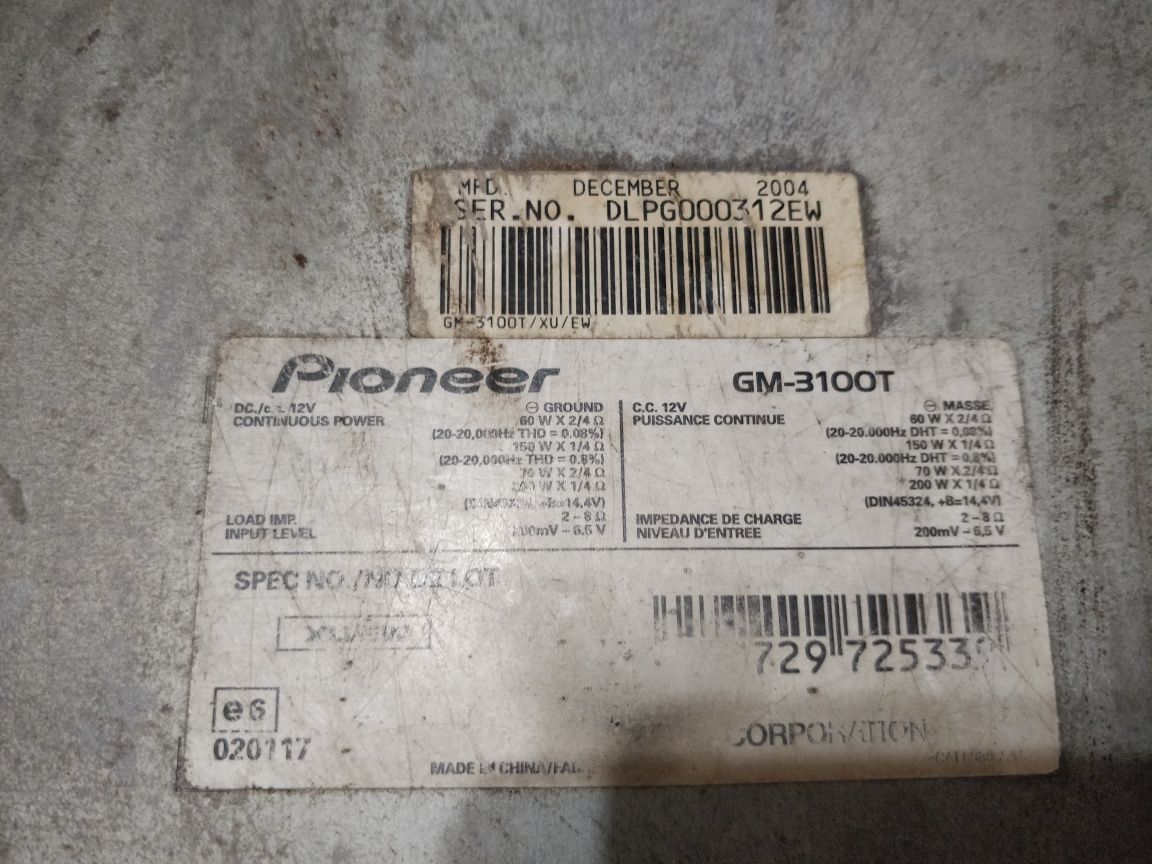 Підсилювач Pioneer GM-3100T з кабелями для підключення