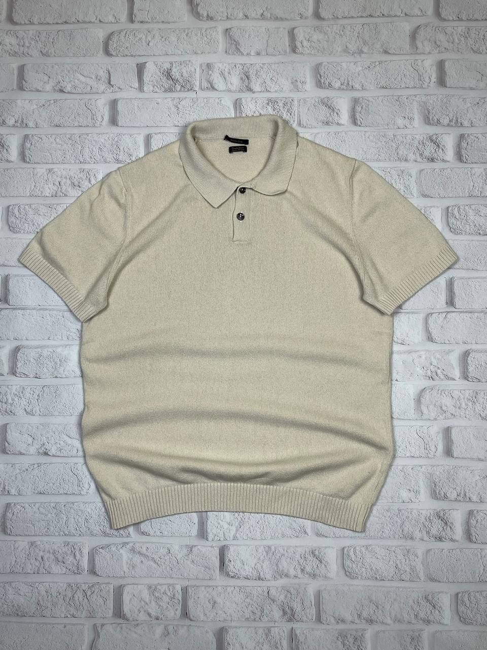 Поло в'язане Massimo Dutti плотне бежеве чоловіче теніска old money XL