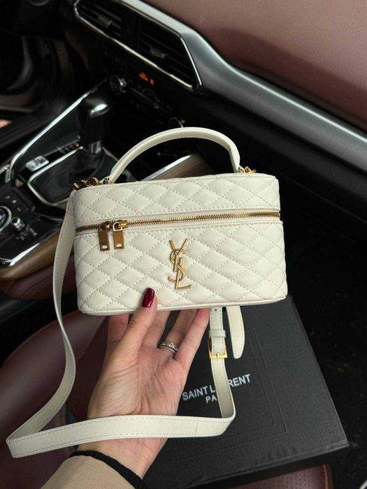 Saint Laurent Gaby Vanity Leather Shoulder Bag Cream