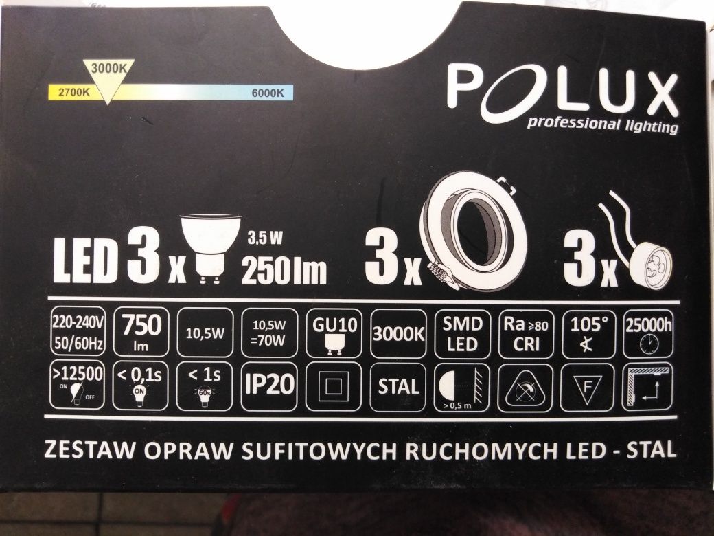 Oprawa sufitowa ruchoma Polux Led 3,5W, 250lm, nikiel