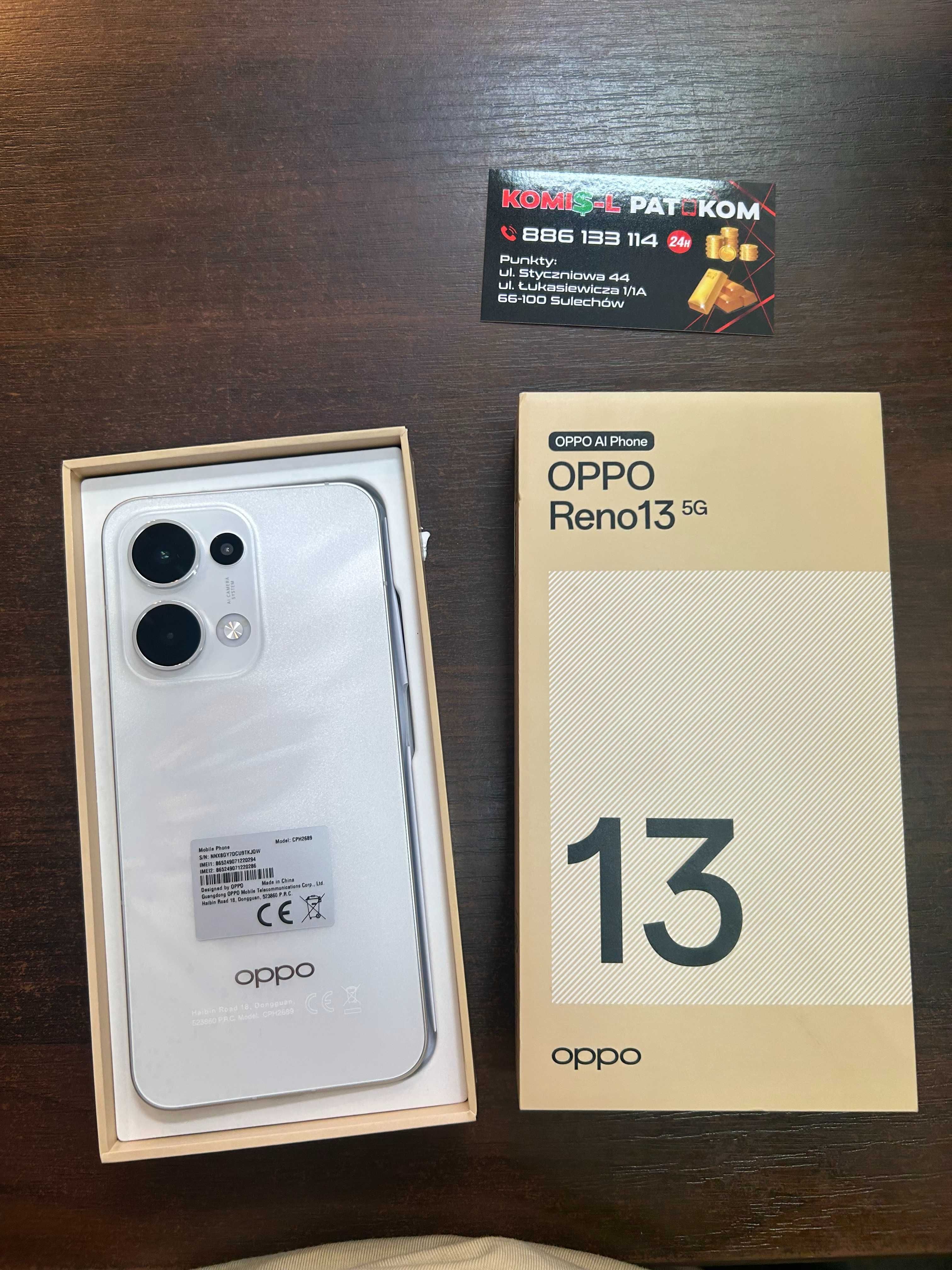OPPO Reno 13/ Nowy/ 256GB-Plume White***L PAT KOM***
