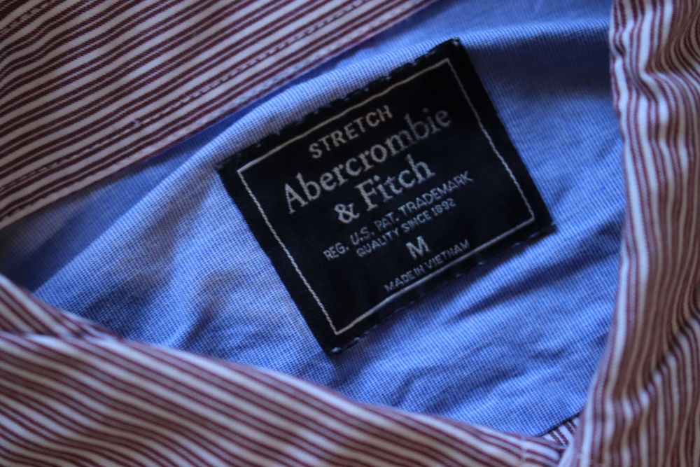 Koszula Abercrombie and Fitch r. M bordowo-biała męska dł rękaw