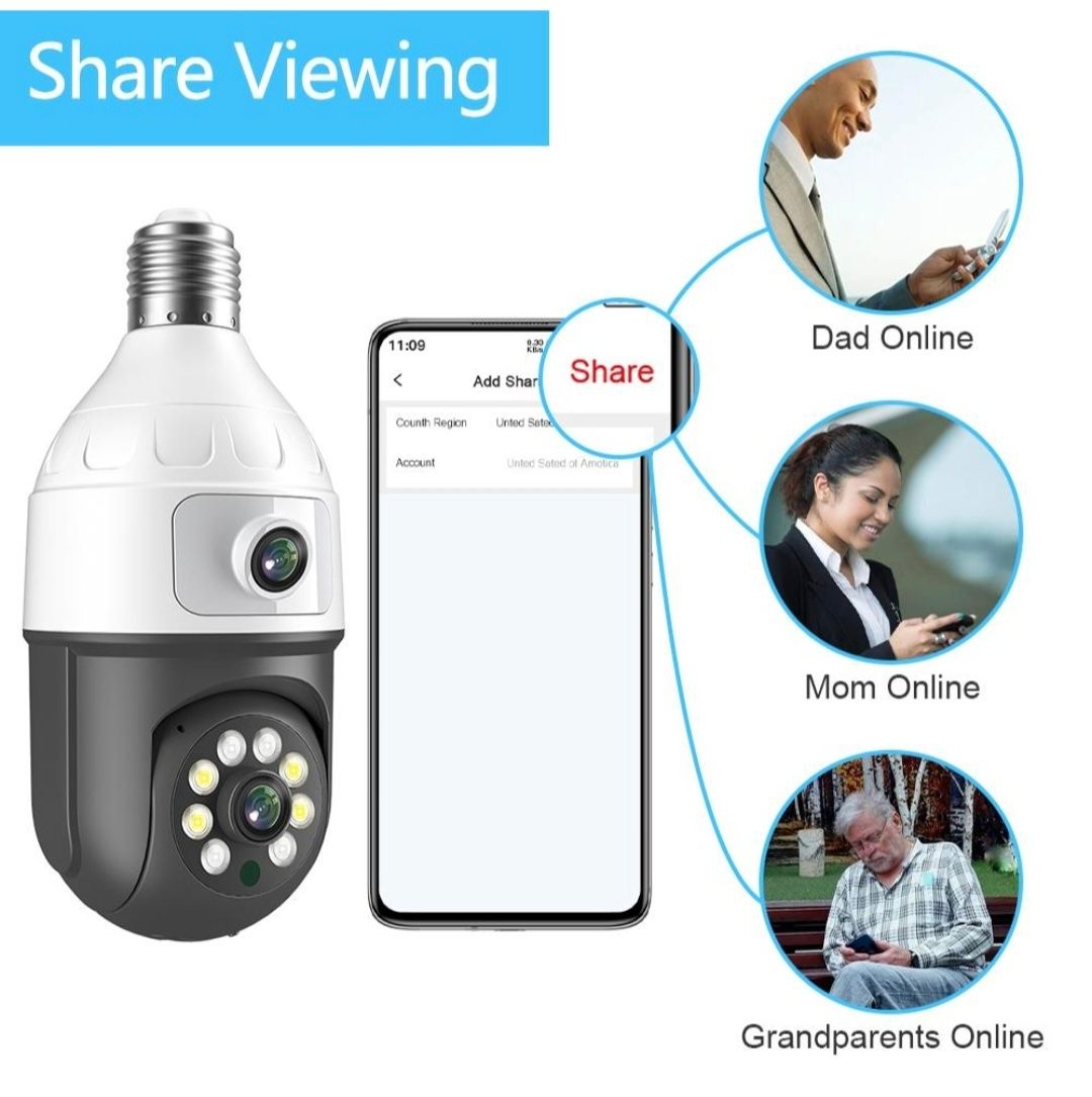 Kamera WiFi 2w1 w Kształcie Żarówki – Gun Ball Lamp Face WiFi Camera