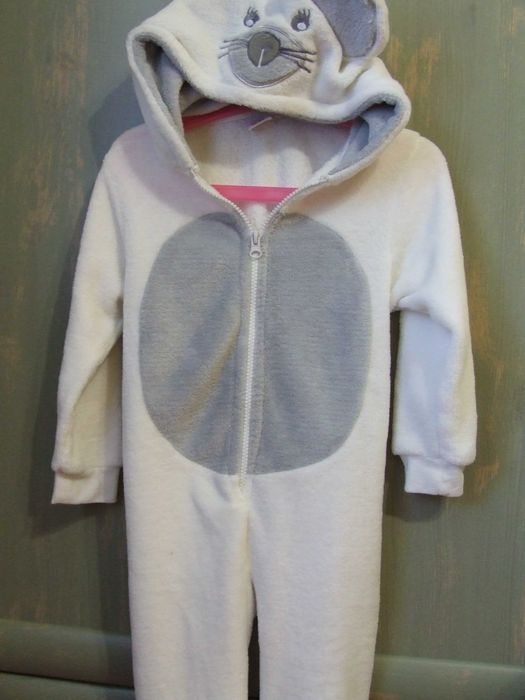 Kigurimi, pajac, onesie, kombinezon - mysz piżamka z futerka r.98-104