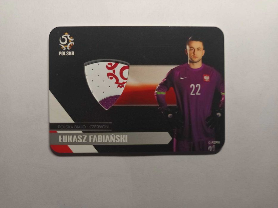 Łukasz Fabiański karta z kawałkiem koszulki POLSKA EURO 2016
