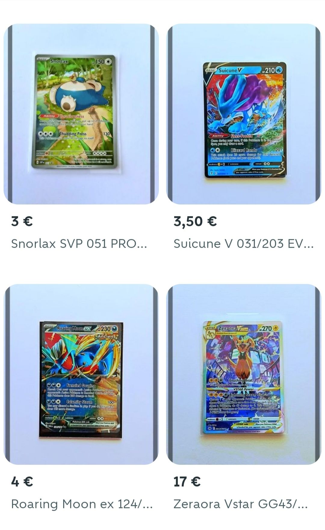 ANÚNCIO 1 Cartas Pokémo todas FULL ARTS, Preços nas fotos!!