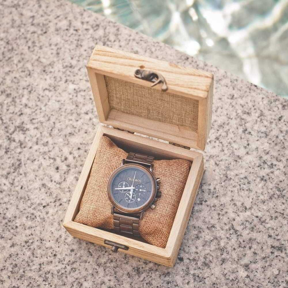 Męski zegarek drewniany Niwatch - CHACATE PRETO