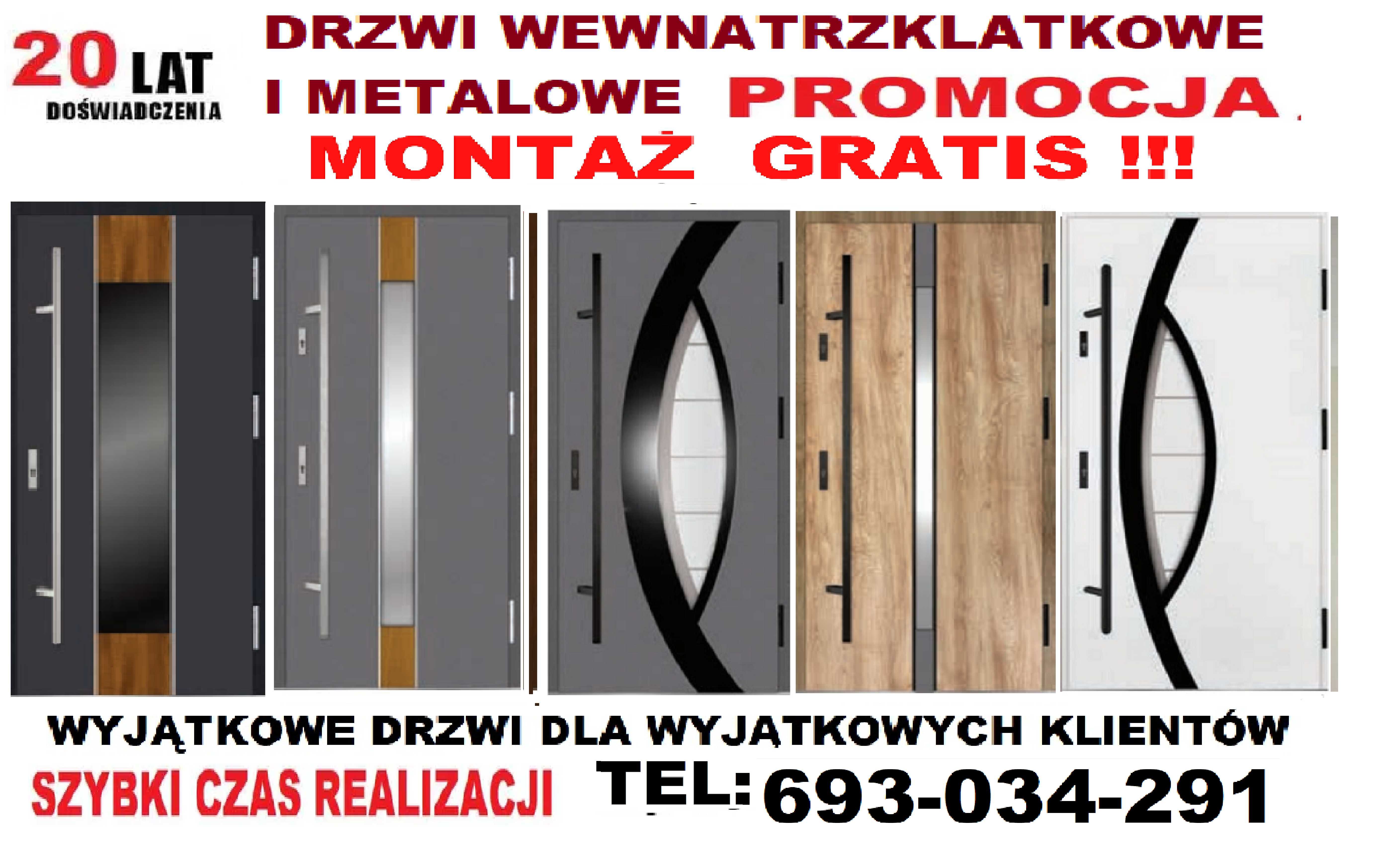 Drzwi ZEWNĘTRZNE wejściowe z montażem ,wewnątrzklatkowe z akustyką