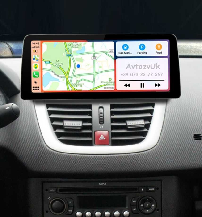 Магнитола PEUGEOT 206 Пежо 207 GPS TV USB 2 din дин CarPlay Android 14