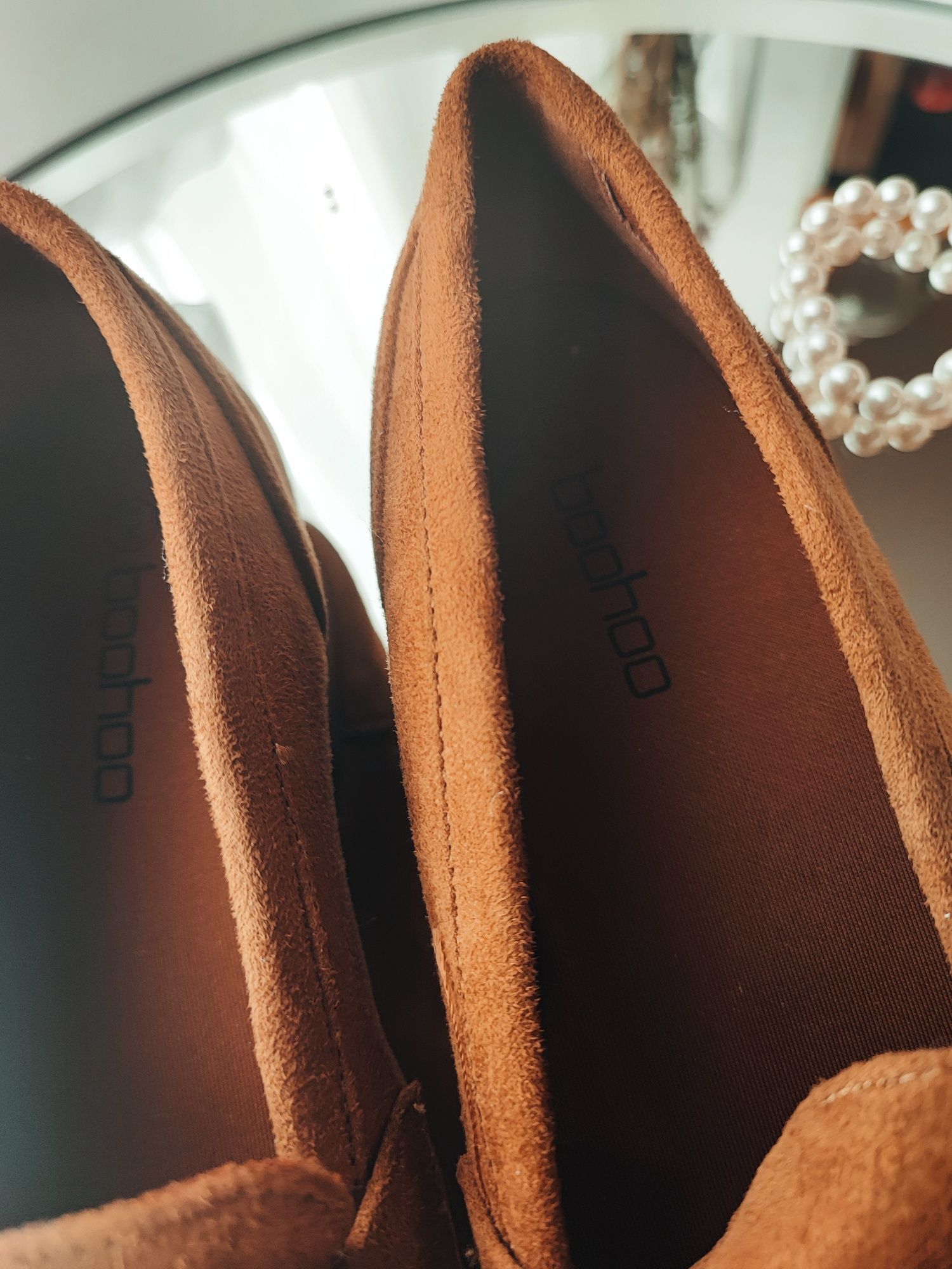 Nowe a'la zamszowe loafersy damskie Boohoo - rozm 35, 5
