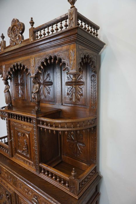 Stary Niespotykany Bogato Rzeźbiony Kredens BRETOŃSKA FIGURY