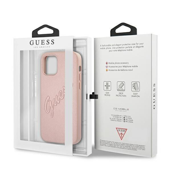 Guess Hardcase Saffiano Vintage Logo Pink iPhone 12/12 Pro 6,1"