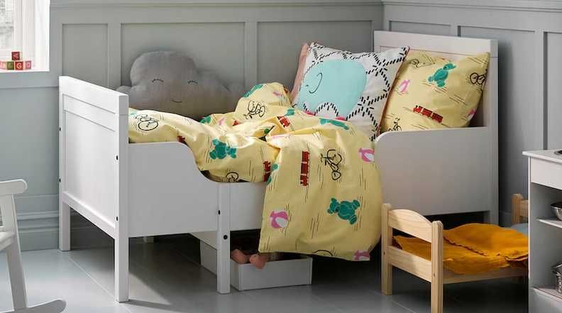 IKEA SUNDVIK Rozsuwana rama łóżka i dno łóżka 80x200 cm biały