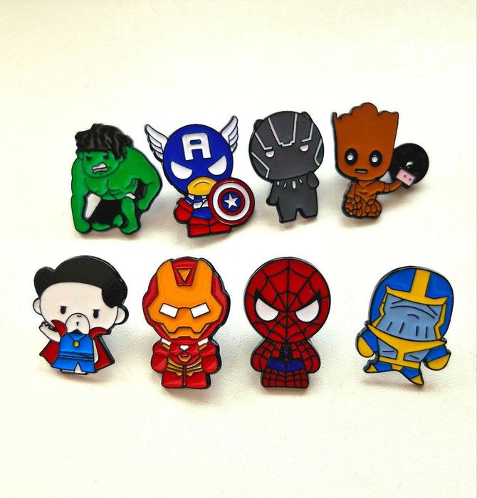 Значки Marvel (Iron Man Spider Man Captain America Groot Deadpool)