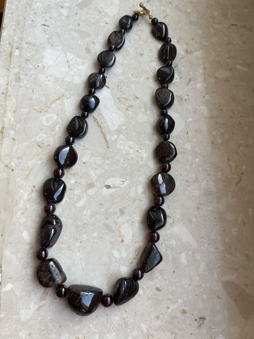 Naszyjnik z naturalnych granatów polerowane bryły 137 g