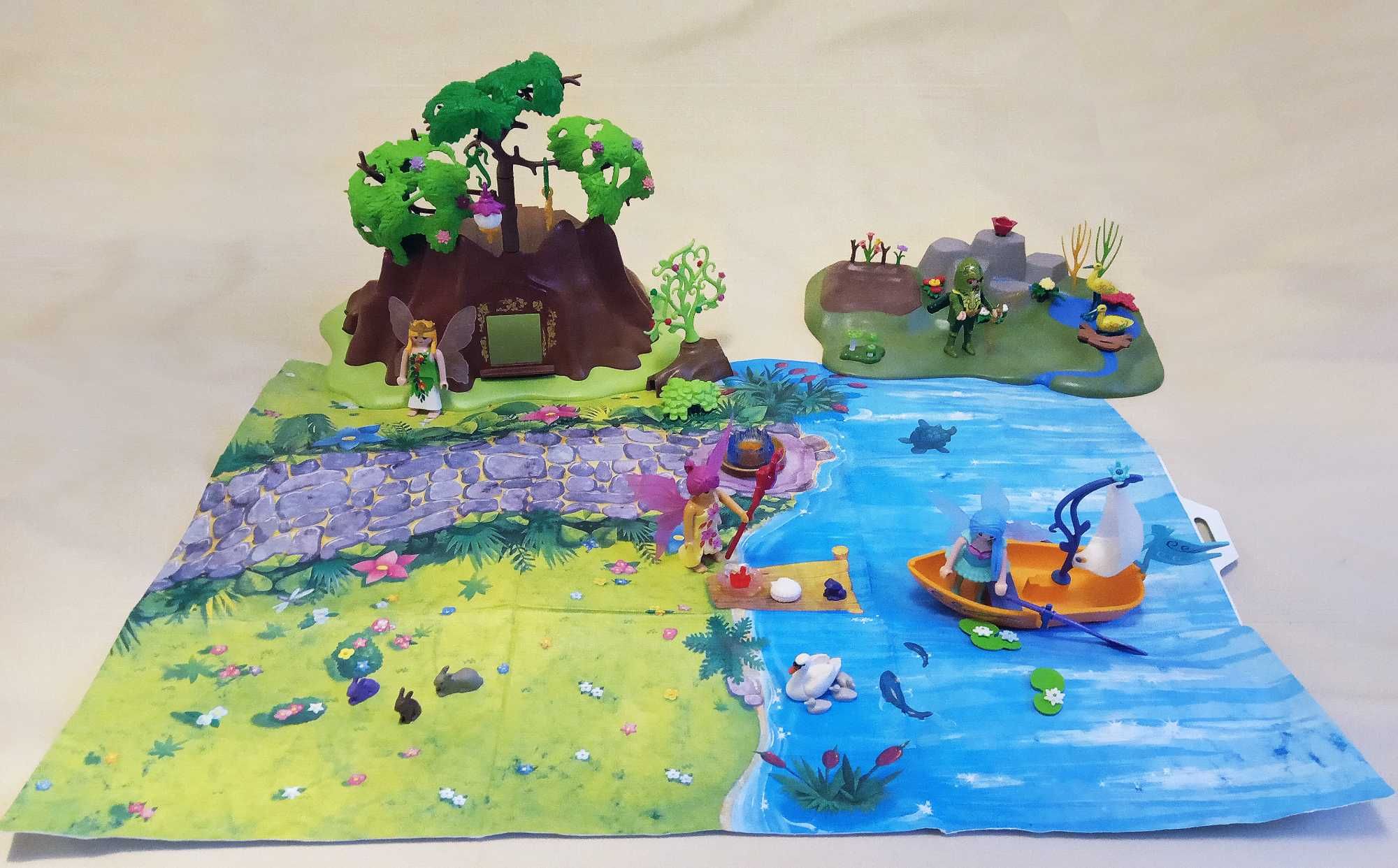 4 zestawy Playmobil - drzewo wróżek potok jezioro elf wróżki łódź MATA