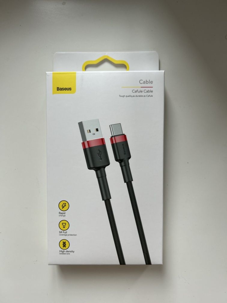 Кабель Baseus Cafule Cable USB for Type-C 3 A 1 м Red/Black