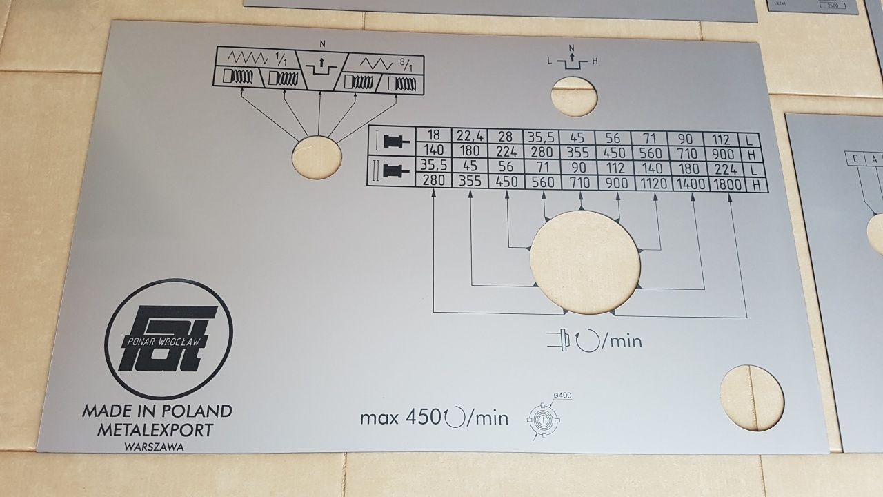 Tokarka TUR-50 Tabliczka Tabliczki Tabele Gwintów