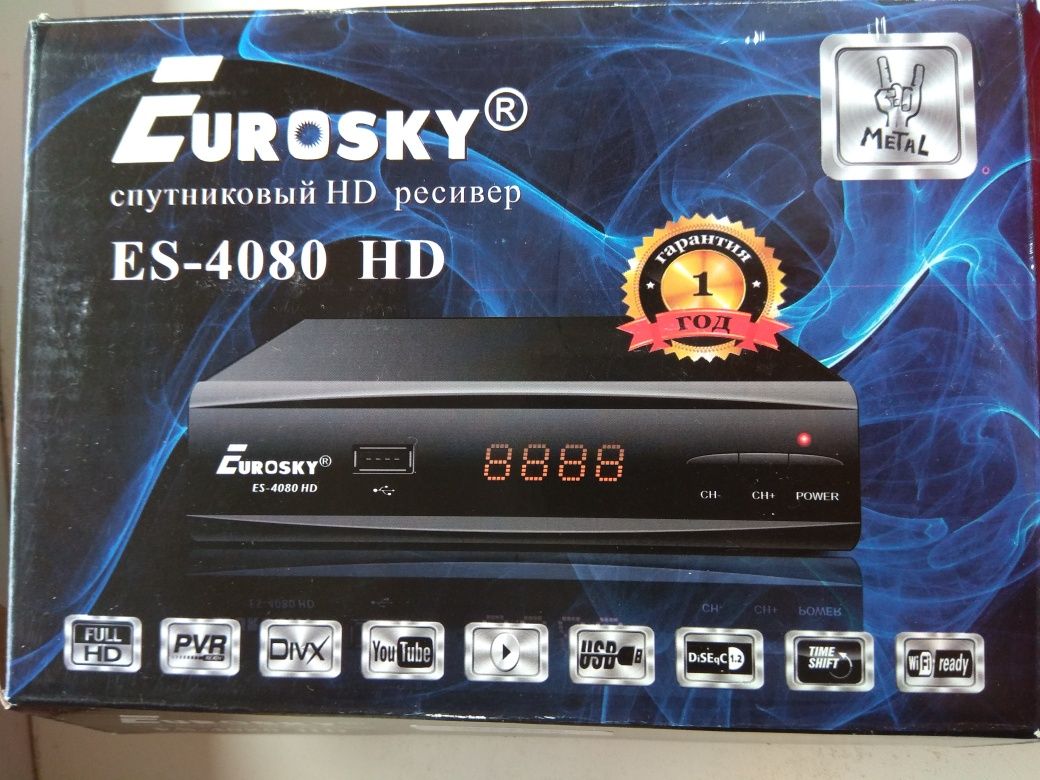 Спутниковый HD ресивер Evrosky ES-4080 HD ,WIFI адаптер отдельно-80 гр