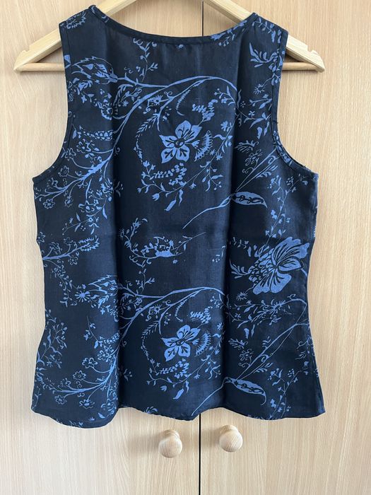 Granatowa lniana bluzka