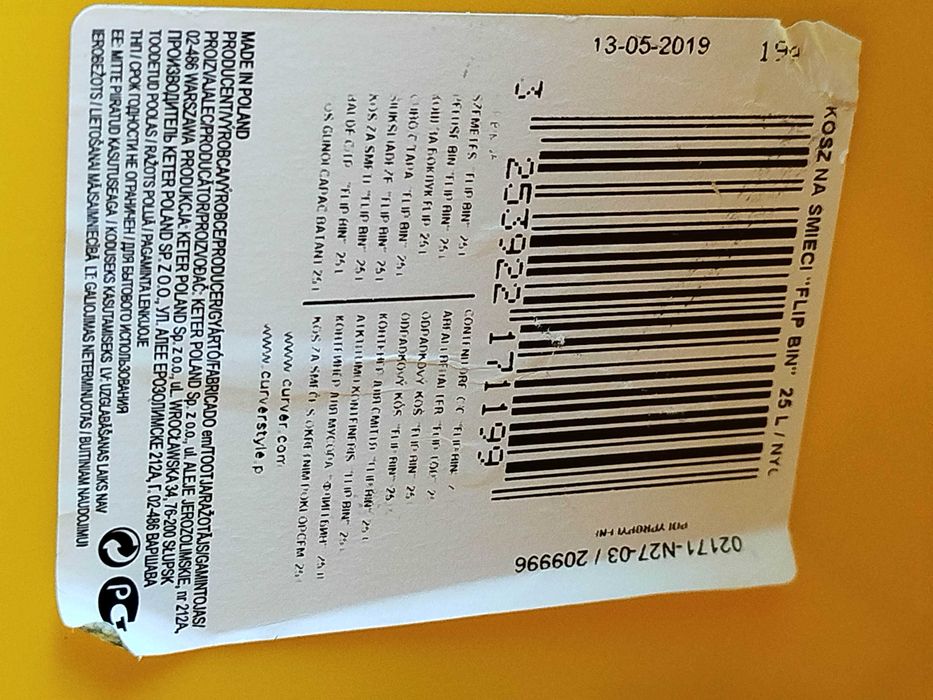 Curver Kosz Uchylny Flip Bin New York 25 L