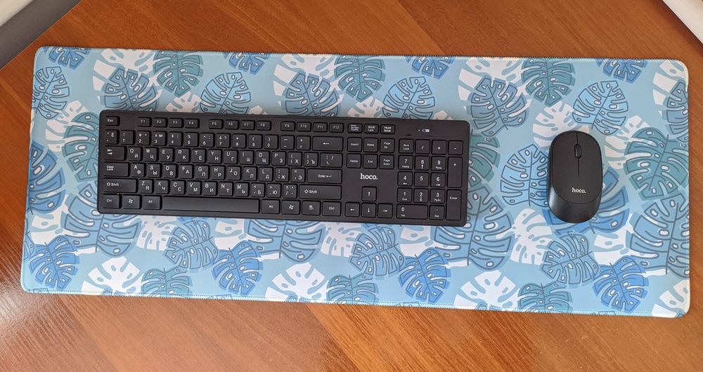 Коврик для клавіатури і мишки 780×300 Блакитний банановий лист килимок