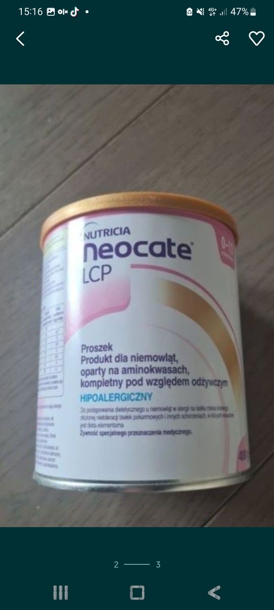 Mleko modyfikowane neocate lcp nowe