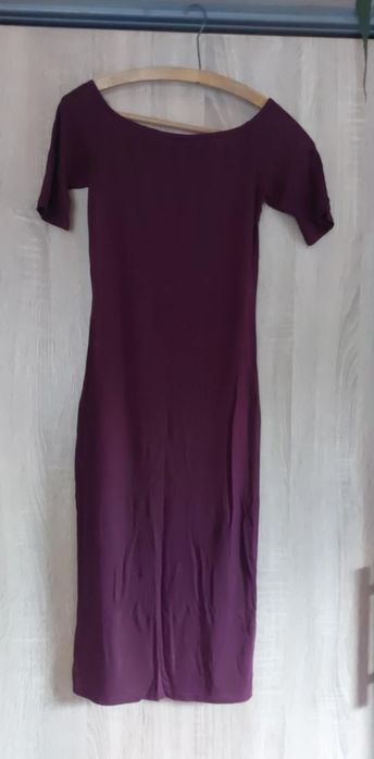 Burgundowa fioletowa cienka sukienka na lato