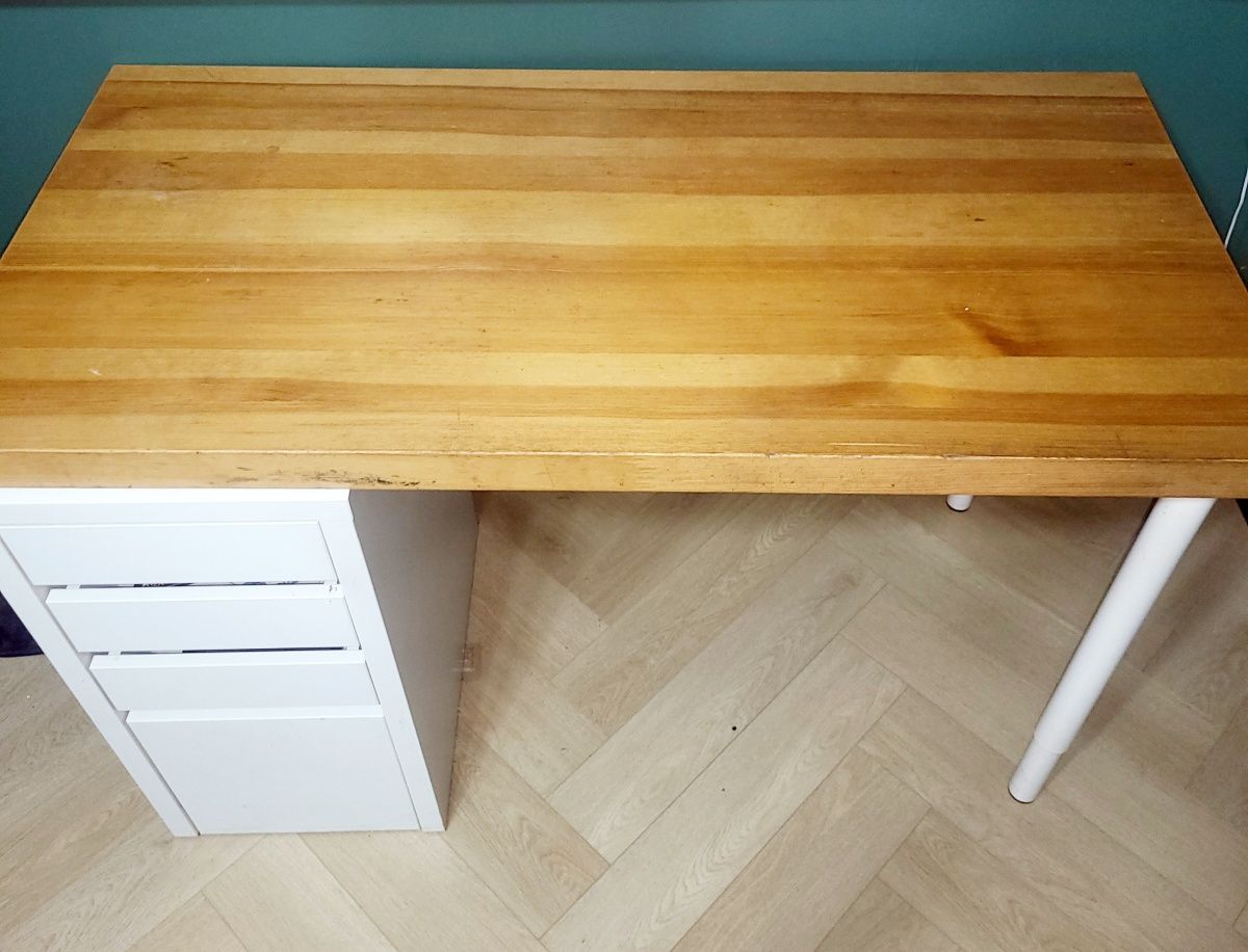 Ikea Anfallare Alex Biurko z szufladami blat lite drewno