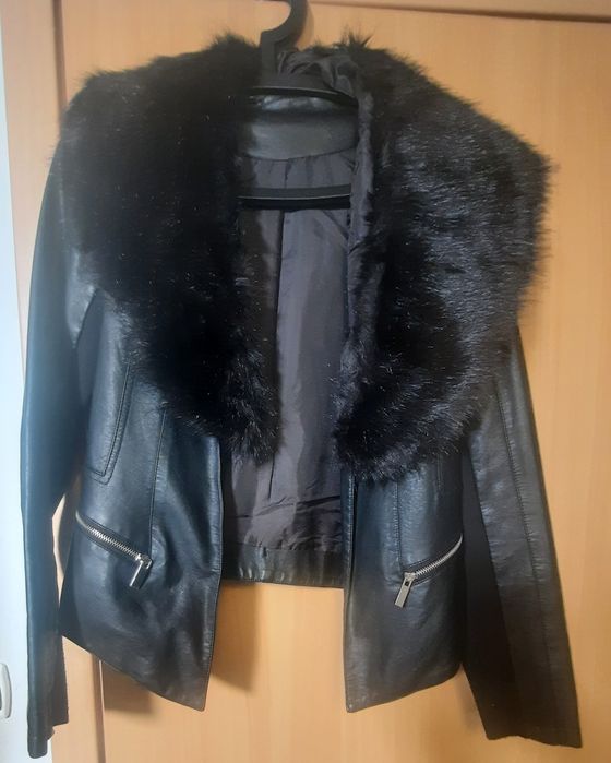 Kurtka z ekoskóry z futerkiem