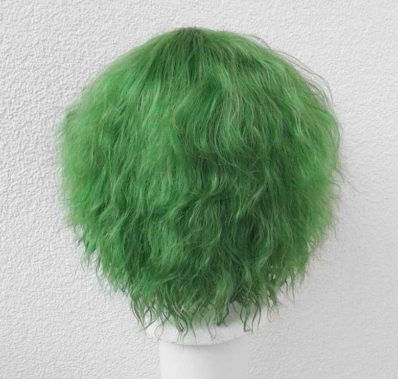 Zielona peruka krótka Joker Batman cosplay zielony wig falowana