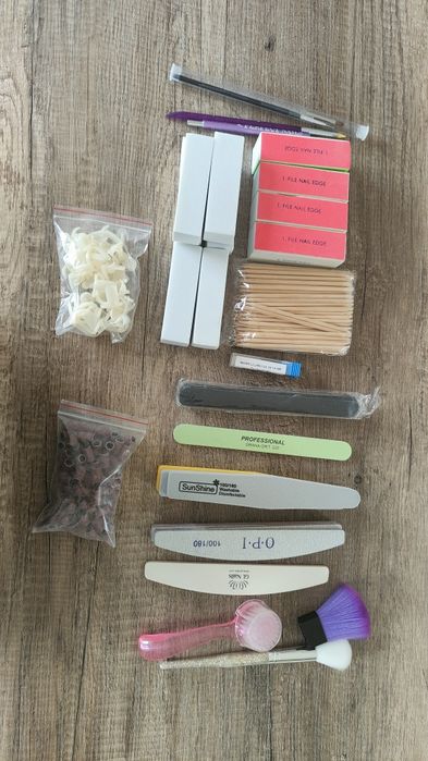 Conjunto manicure - pincéis, limas, blocos, ponteira broca